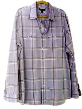 Banana Republic Dress Plaid Purple Shirt size Neck17.5